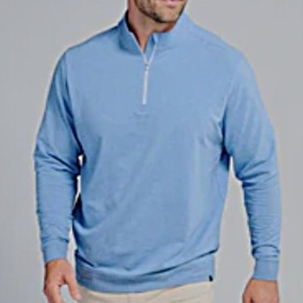 Tasc Performance Cloud Quarter Zip Pullover  Sweater $98 in Coastline Blue